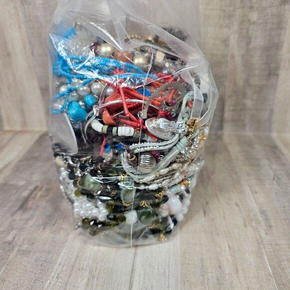 Jewelry Craft Bag 4+ Pounds Some Wearable Necklaces Bracelets Earrings More - Picture 2 of 9